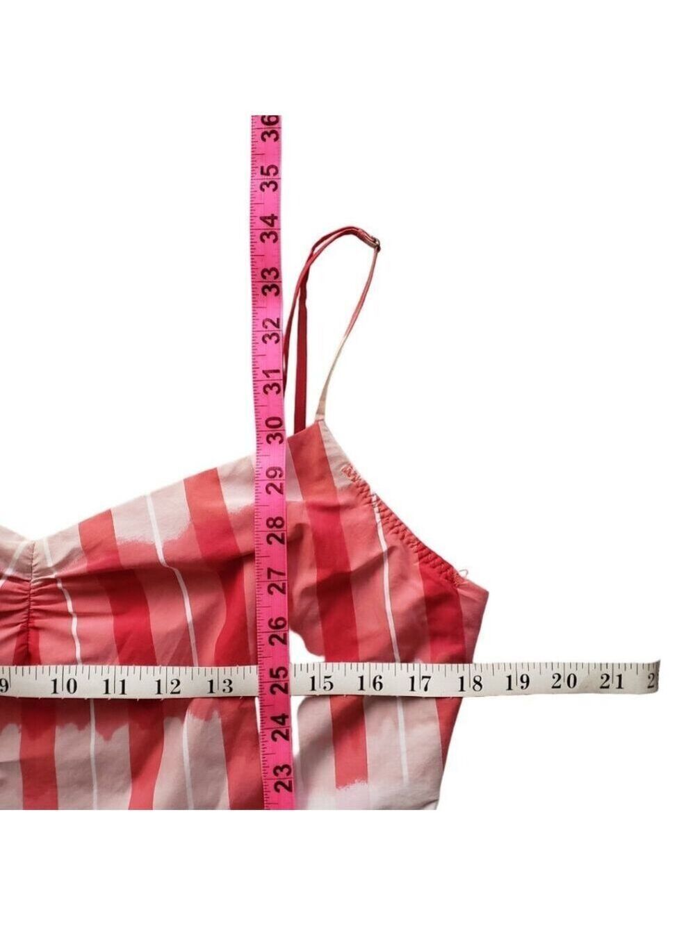 BCBGMAXAZRIA Women’s Pink & White Pleated Spaghetti Strap Dress Size 12 - Picture 8 of 9